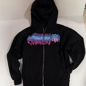 Black Graphic Zip-Up Hoodie